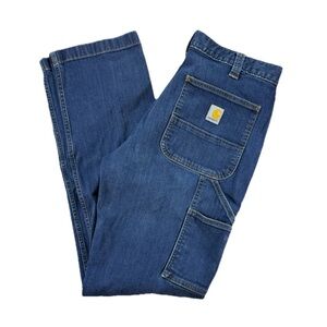 Carhartt Carpenter Jeans Men's 34 x 34 Blue Denim Workwear Relaxed VTG Utility